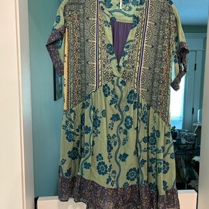 Free People Agnes Dress      Green and Blue